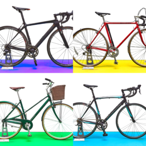 Collage of four refurbished bikes that we have for sale at The Bike Project shop